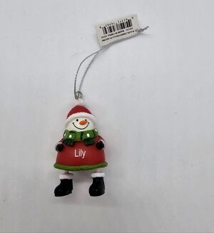 Ganz Snowman Jolly Jingles Personalized "Lily" Christmas Bell Ornament NWT